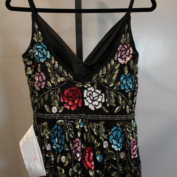 NEW Mac Duggal EMBELLISHED FLORAL SEQUINED GOWN 5400 BLACK MULTI - Picture 9 of 11